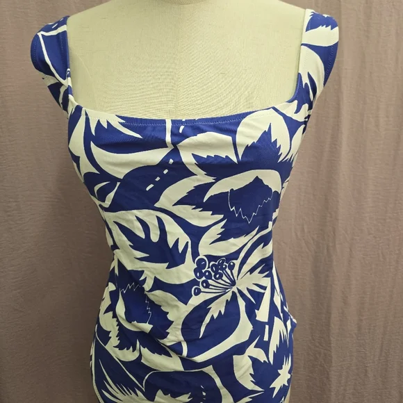 NWOT Madewell Second Wave Square Tank One Piece Swimsuit- Tropical Floral, XL - Picture 2 of 11